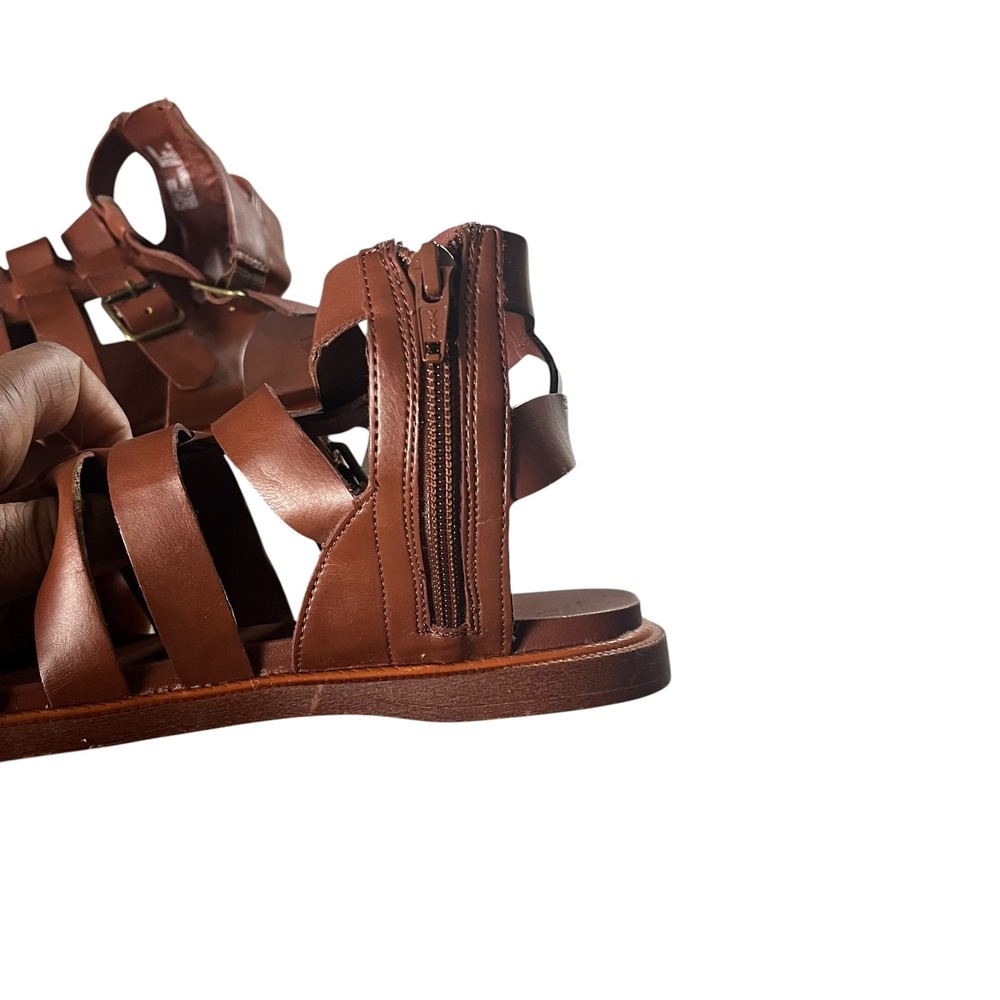 Time and Tru Strappy Gladiator Sandals Women 9 Brown Boho Roman Cage Flat - Picture 6 of 12